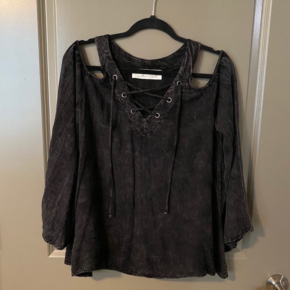 Vintage Havana Top with Cutout Shoulders